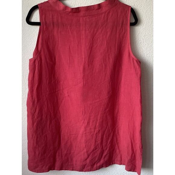 $140 Eileen Fisher Mock Neck Handkerchief Linen Tunic Sz Medium  Sleeveless - Picture 3 of 3